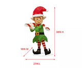 38-Inch Light-Up Christmas Tinsel Elf with Candy Cane with 70 Clear LED Lights