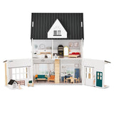 24" Wooden Farmhouse Dollhouse with 34 Accessories and Removable Roof