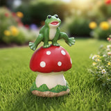 Mainstays 10.5" H Leaping Frog Garden Statue, Resin Frog & Mushroom Yard Décor