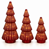 Member’s Mark 3-Piece Rotating Pre-Lit Shimmering Glass Tree Set with Timer