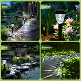 8 Pack Solar Stainless Steel Pathway Lights – Fireworks Shaped Cold White Garden Lights