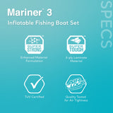 Intex Mariner 3 Inflatable Fishing & Recreational Boat Set with Oars, Pump & Rod Holders, 3-Person Boat
