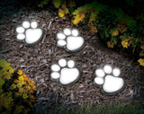 Ideaworks LED Solar Paw Print Pathway Lights – 4 Pack Decorative Outdoor Solar Garden Stake Lights