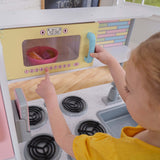 KidKraft Uptown Pastel Wooden Play Kitchen – Chalkboard, Play Phone & See-Through Doors