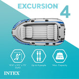 Intex Excursion 4 Inflatable Fishing & Rafting Boat Set with Oars, Pump & Rod Holders, 4-Person Boat