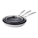 Henckels Paradigm Ceramic 3-Piece Tri-Ply Stainless Steel Fry Pan Set, Induction