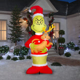 Gemmy 8 ft. Airblown Grinch Holding Max Christmas Inflatable with LED Light