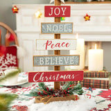 Glitzhome 20.08" Wooden Christmas Tree Table Décor with 6 Colorful Signs and Star Topper