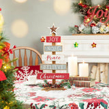 Glitzhome 20.08" Wooden Christmas Tree Table Décor with 6 Colorful Signs and Star Topper