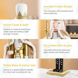 Glitzhome 24" Handcrafted Wooden Gold King Christmas Nutcracker with Jeweled Crown and Staff
