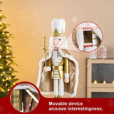 Glitzhome 24" Handcrafted Wooden Gold King Christmas Nutcracker with Jeweled Crown and Staff