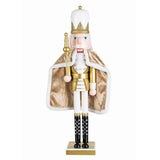 Glitzhome 24" Handcrafted Wooden Gold King Christmas Nutcracker with Jeweled Crown and Staff
