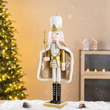 Glitzhome 24" Handcrafted Wooden Gold King Christmas Nutcracker with Jeweled Crown and Staff