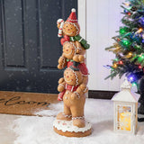29.25" Christmas Stacked Gingerbread Man Porch Decor, Holiday Statue
