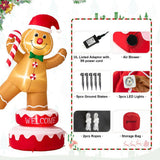 Glitzhome 6 ft. Lighted 360° Rotating Gingerbread Man Christmas Inflatable