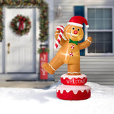 Glitzhome 6 ft. Lighted 360° Rotating Gingerbread Man Christmas Inflatable