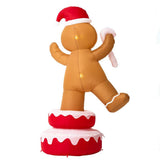 Glitzhome 6 ft. Lighted 360° Rotating Gingerbread Man Christmas Inflatable