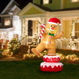 Glitzhome 6 ft. Lighted 360° Rotating Gingerbread Man Christmas Inflatable