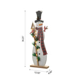 Glitzhome 36.25" Lighted Wooden Snowman Porch Decor with Birdhouse & Bulbs