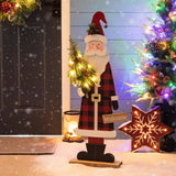Glitzhome 36" Lighted Wooden Santa Porch Decor with Bulbs & Welcome Sign