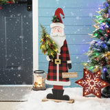 Glitzhome 36" Lighted Wooden Santa Porch Decor with Bulbs & Welcome Sign
