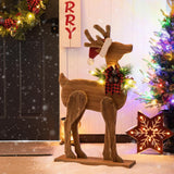 Glitzhome 36" Pre-Lit Chunky Wood Reindeer Porch Decor with 6 Warm White LED Bulbs
