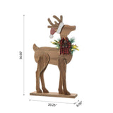 Glitzhome 36" Pre-Lit Chunky Wood Reindeer Porch Decor with 6 Warm White LED Bulbs