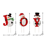 Glitzhome 48.23" Metal JOY Snowman Family Yard Stake with Vertical and Horizontal Display Options