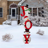 Glitzhome 48.23" Metal JOY Snowman Family Yard Stake with Vertical and Horizontal Display Options