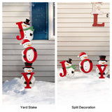 Glitzhome 48.23" Metal JOY Snowman Family Yard Stake with Vertical and Horizontal Display Options