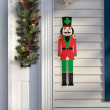 Glitzhome 3-Piece 32" Metal Nutcracker & Merry Christmas Yard Stake Set