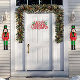 Glitzhome 3-Piece 32" Metal Nutcracker & Merry Christmas Yard Stake Set