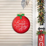 Glitzhome 32" Red Metal Christmas Ornament Yard Stake and Hanging Wall Decor