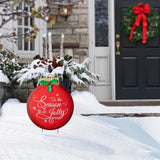 Glitzhome 32" Red Metal Christmas Ornament Yard Stake and Hanging Wall Decor