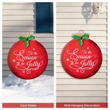 Glitzhome 32" Red Metal Christmas Ornament Yard Stake and Hanging Wall Decor