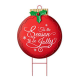 Glitzhome 32" Red Metal Christmas Ornament Yard Stake and Hanging Wall Decor
