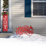 Glitzhome 24" Metal Merry Christmas Yard Stake with 2 Cardinal Decorations