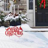 Glitzhome 24" Metal Merry Christmas Yard Stake with 2 Cardinal Decorations