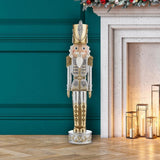 Haute Decor 37.6" Gold and Silver Resin Christmas Nutcracker with Metallic Glitter