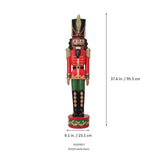 Haute Decor 37" Red and Green Christmas Nutcracker Resin Statue with Hand-Carved Wood Look
