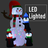 Homcom 6 ft. Pre-Lit 3 Penguins Building a Snowman Christmas Inflatable