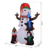 Homcom 6 ft. Pre-Lit 3 Penguins Building a Snowman Christmas Inflatable