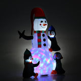 Homcom 6 ft. Pre-Lit 3 Penguins Building a Snowman Christmas Inflatable