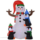 Homcom 6 ft. Pre-Lit 3 Penguins Building a Snowman Christmas Inflatable