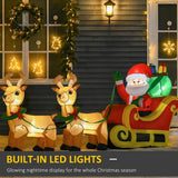 Homcom 8 ft. Wide Pre-Lit Santa Sleigh and Reindeer Christmas Inflatable