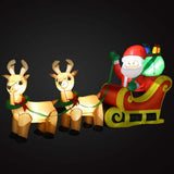 Homcom 8 ft. Wide Pre-Lit Santa Sleigh and Reindeer Christmas Inflatable
