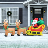 Homcom 8 ft. Wide Pre-Lit Santa Sleigh and Reindeer Christmas Inflatable