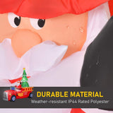 Homcom 7.9 ft. Wide Pre-Lit Santa Fire Truck Christmas Inflatable with LED Lights
