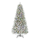 Home Accents Holiday 6.5 ft. Pre-Lit Flocked Pine Artificial Christmas Tree with 200 Lights