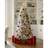 Home Accents Holiday 6.5 ft. Pre-Lit Flocked Pine Artificial Christmas Tree with 200 Lights